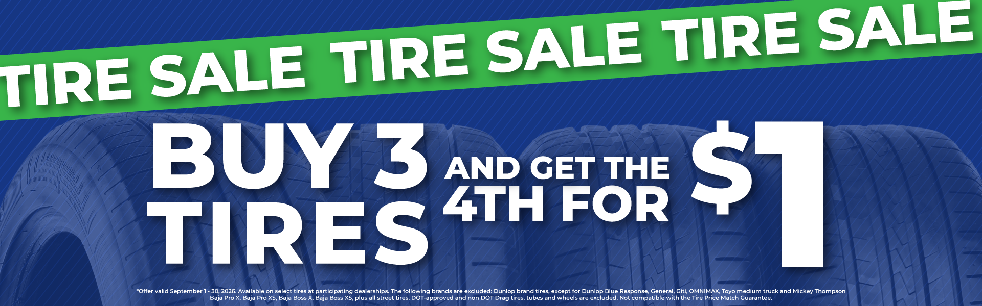Buy 3 Tires, Get the 4th for $1